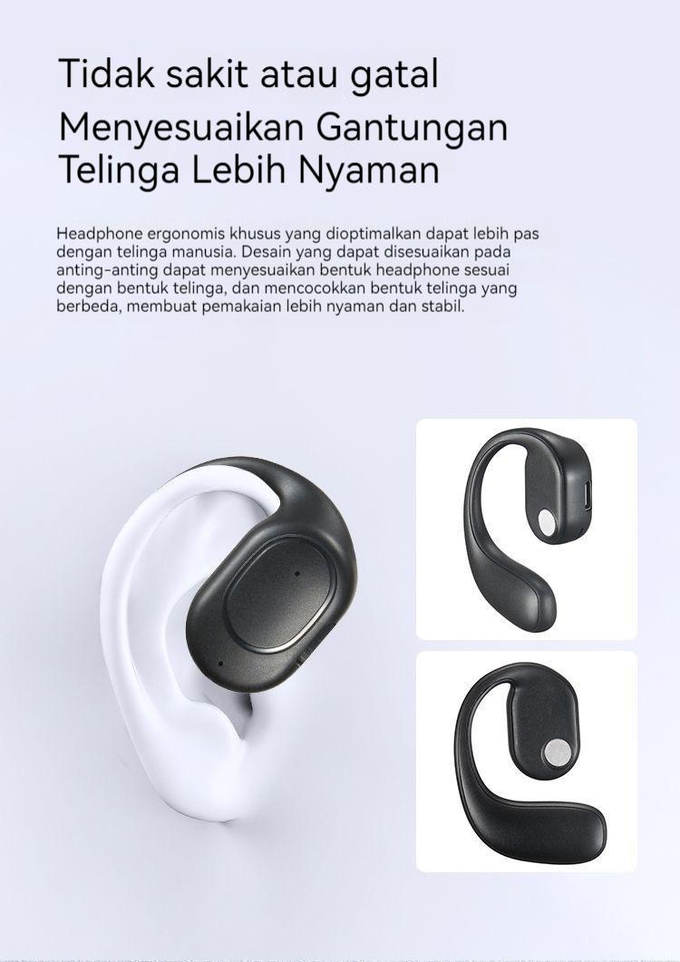 Bluetooth 5.4 Headphone TWS nirkabel telinga hook headphone tulang konduktor bebas tangan pengurangan kebisingan headphone