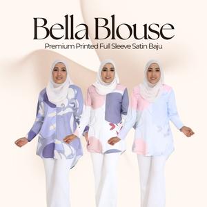 Bella Blouse Casual Solid Color Full Sleeve Satin Baju Wanita B2