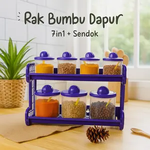 Tempat Bumbu Pastela 7 in 1 + Sendok Kitchen set Wadah Bumbu Toples Multifungsi -  AFF MN