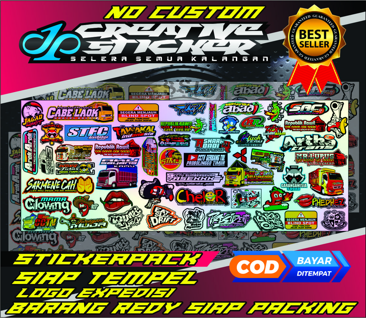 STICKER PACK TRUCK VIRAL ISI (50+) STICKER 1 PACK Car stiker mobil innama'al usri yusro