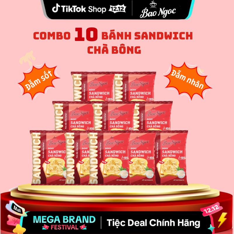  Combo 10 bánh sandwich chà bông 60g x2 chà bông đẫm nhân đẫm sốt 