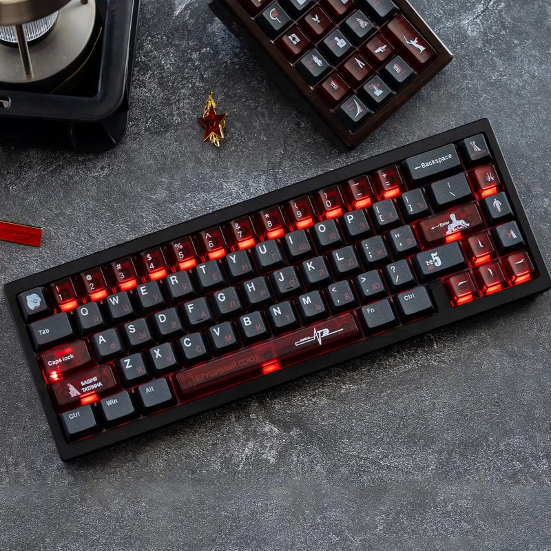 Bộ keycap Taptempo phiên bản màu đen đỏ, chất liệu PBT + PC, profile Cherry…