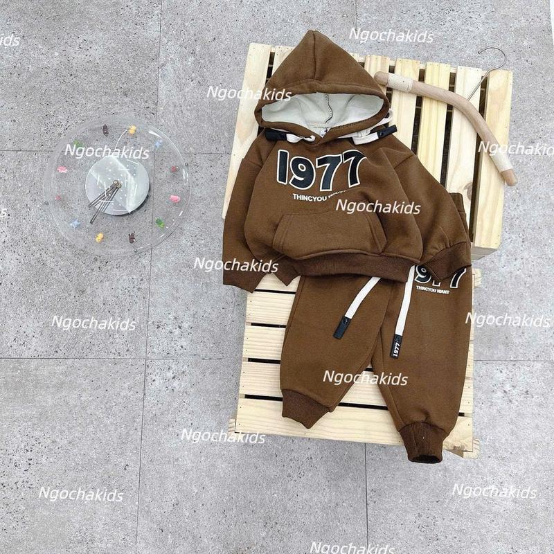   HÀNG MỚI VỀ  3t-10t Bộ nỉ hoodie LÓT NHUNG dày ấm số 1977 chất nỉ  lót nhung không bai xù lông có 2 MÀU cho bé mặc đi chơi,đi học size 12-32kg 