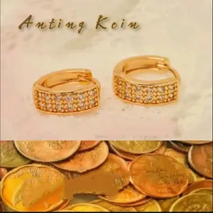 anting koin logam 1991-1992 anti karat anting klip baris dua fuul permata anti luntur