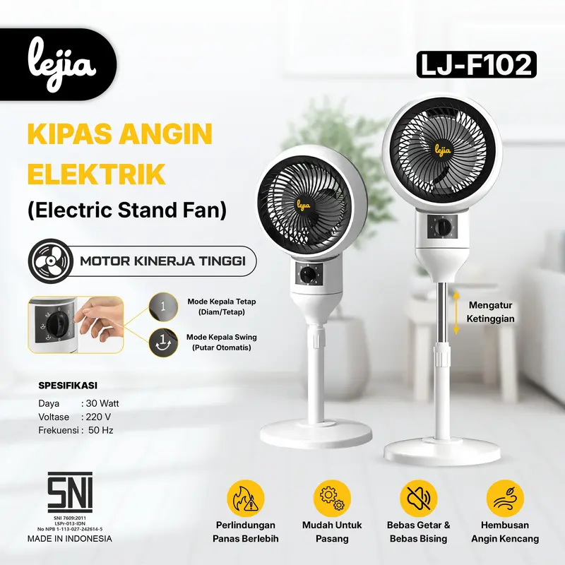 Kipas Angin Berdiri / Kipas Angin Fan Elektrik Rotation Stand Fan Premium 3 Tingkat Kecepatan 0