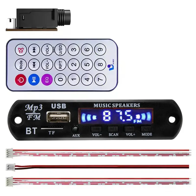 Kit Modul MP3 Musik Bluethooth 12V V8.7 AUX USB Record dan Karaoke Bluetooth Radio