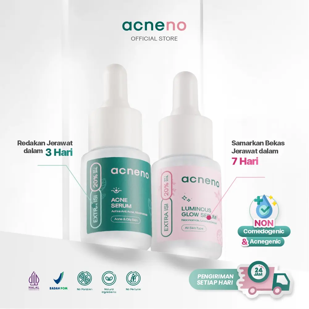 [FLASH SALE] Dapat 2 | ACNENO - Acne Serum & Luminous Glow Serum | Membantu Meredakan Jerawat dan Mencerahkan Bekas Jerawat