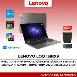 Lenovo LOQ 15IRX9 83DV016NID Laptop Gaming Intel Core i5-13450HX 12GB RAM 512GB SSD GeForce RTX3050 6GB 15.6" FHD Windows 11 Home Bonus Mouse & Backpack Gaming Luna Grey