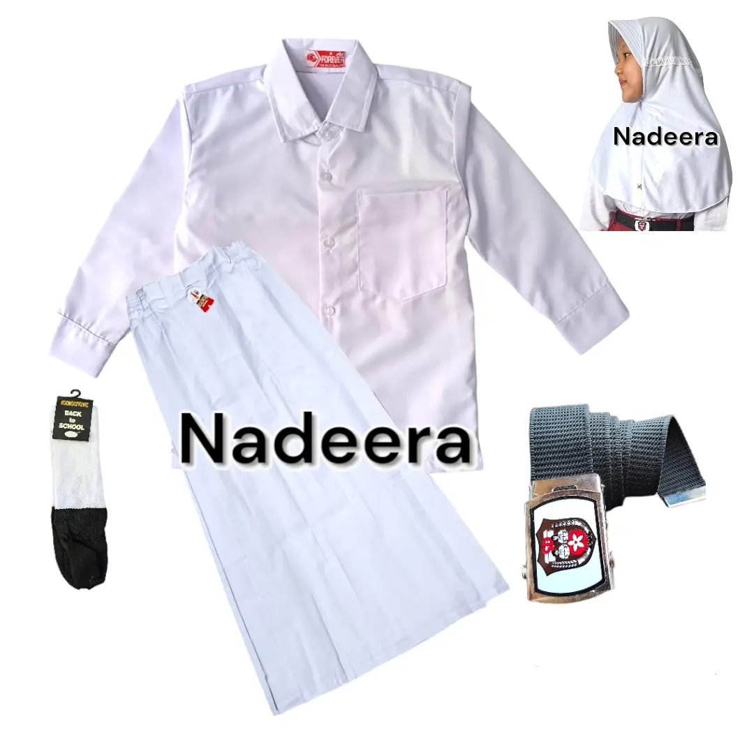 Setelan Seragam Sekolah SD MI Putih-Putih Anak Perempuan Baju Polos Rok Putih