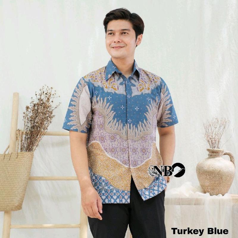 [BISA COD] HEM BATIK PRIA BAHAN KATUN PRIMA Grade A - MOTIF KEKINIAN Cowok Formal casual Blue Shirts Baju Couple Seragam Kerja Keren 0