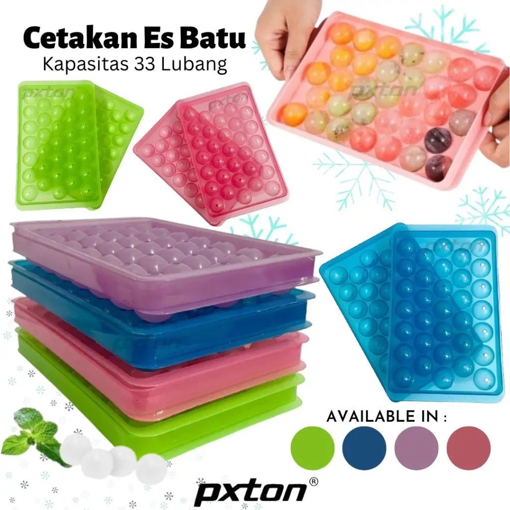 ￼Pxton - Cetakan Es Batu Bulat 33 Lubang 17cm x 10.8cm x 2.5cm Diameter Kecil / cetakan jelly ball /  cetakan es batu bulat / cetakan jely bulat / ice ball tray / CETAKAN ES BATU / JELLY 33 LUBANG