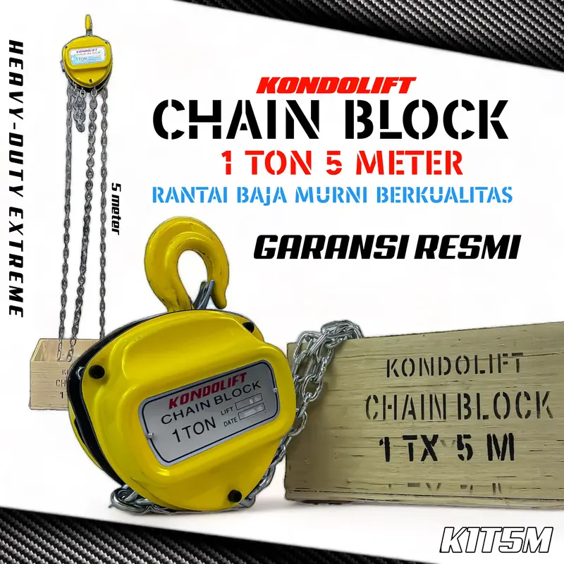 KONDO LIFT SKU K1T5M CHAIN BLOCK 1 TON 5 METER KATROL KEREKAN DEREK TAKEL GARANSI RESMI 0