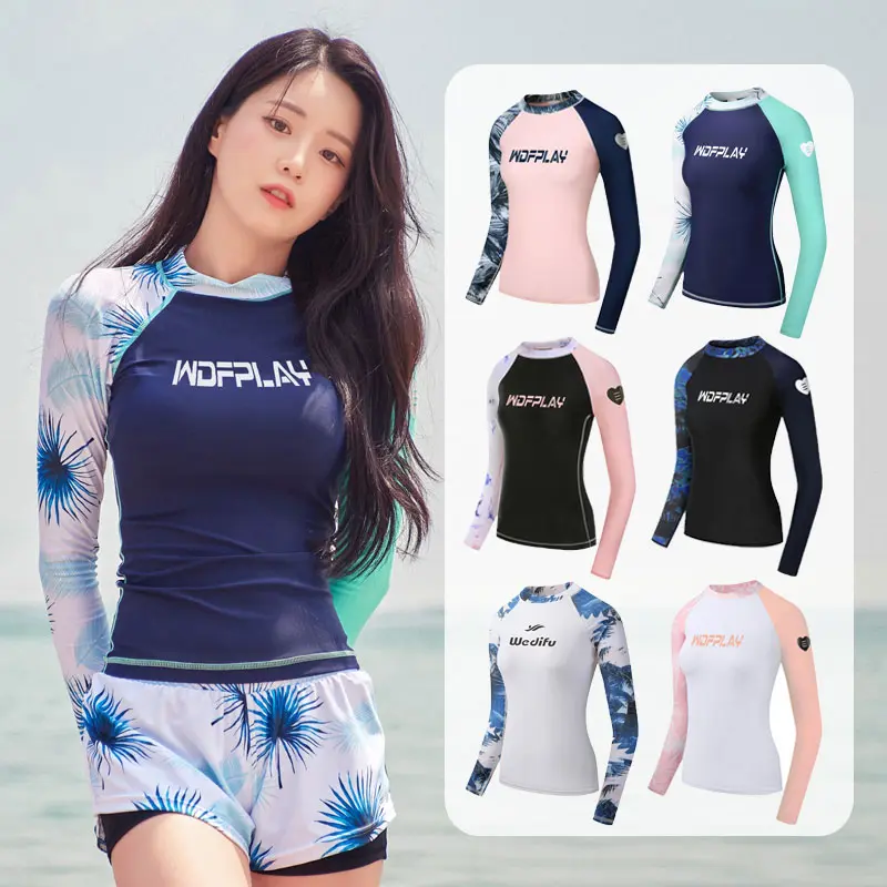 WDFPLAY Women's UV Sun Protection Long Sleeve Rash Guard Wetsuit Swimsuit Top Diving Suit Men Split Long-Sleeved Trousers Sunscreen Quick-Drying Snorkeling Mother Clothing