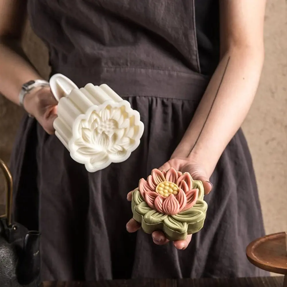 Khuôn Bánh Trung Thu Bằng Nhựa, 50G, Tem Hoa Sen 3D, Khuôn Cắt Bánh Quy, Phụ Kiện Làm Bánh Tự Làm, Lễ Hội Trung Thu