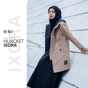 HIJACKET IXORA CREAM - JAKET HIJABERS WANITA ALA KOREA - BAHAN PARASUT JAKET CEWEK AESTHETIC - JAKET HIJABER parka hijab parachute tebal premium quality TERLARIS