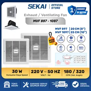 SEKAI Exhaust Fan Kipas Angin Hexos Plafon Dak 8 inch / 10 inch -  MVF 897 / MVF 1097