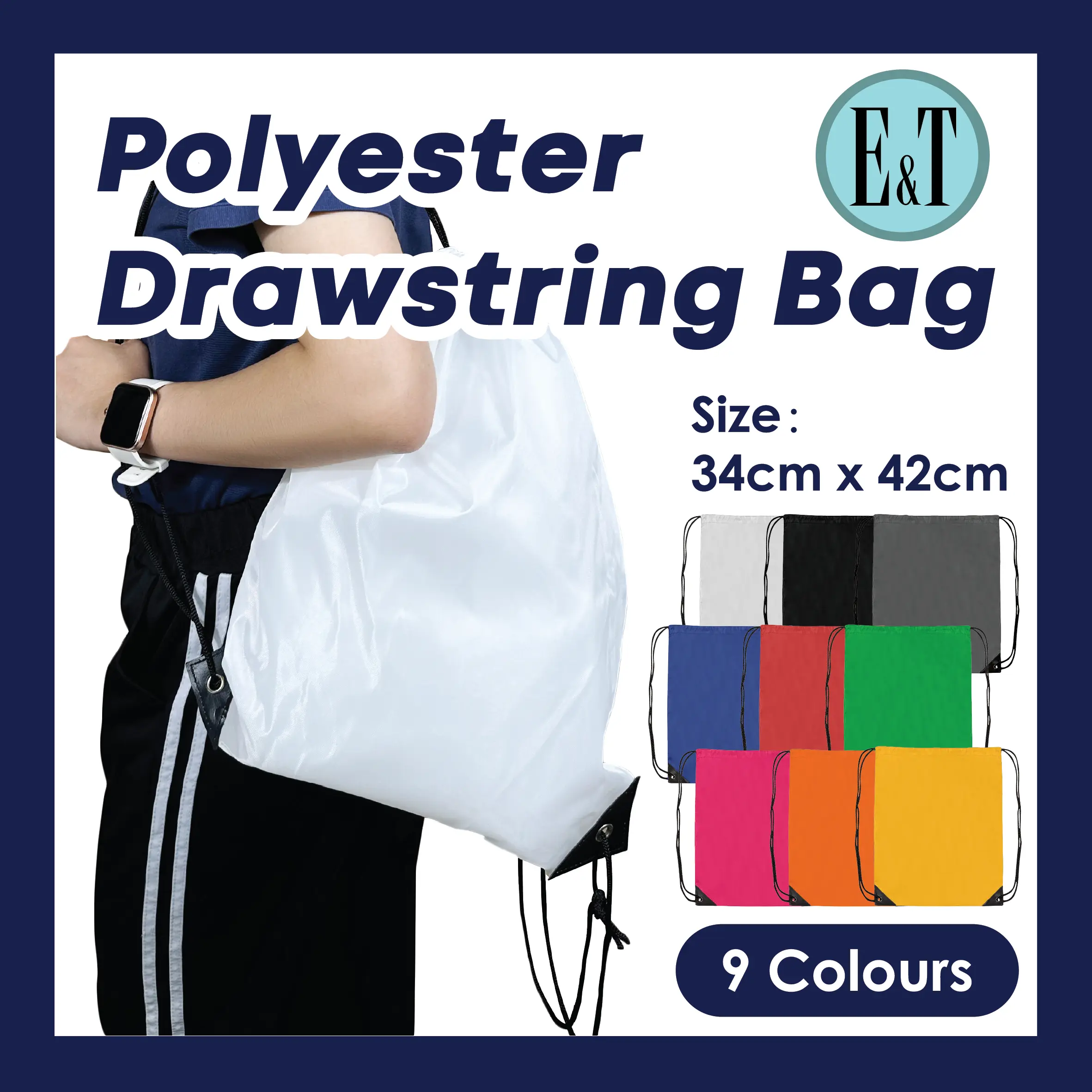 【Ready Stock】Polyester Drawstring Bag Outdoor Storage Bag Nylon Travel Backpack Goodies Double Shoulder Bag