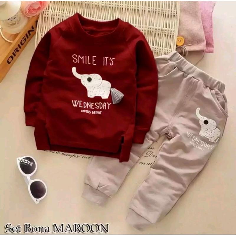 Setelan anak motif gajah setelan switer joger anak 1-6 Tahun 0