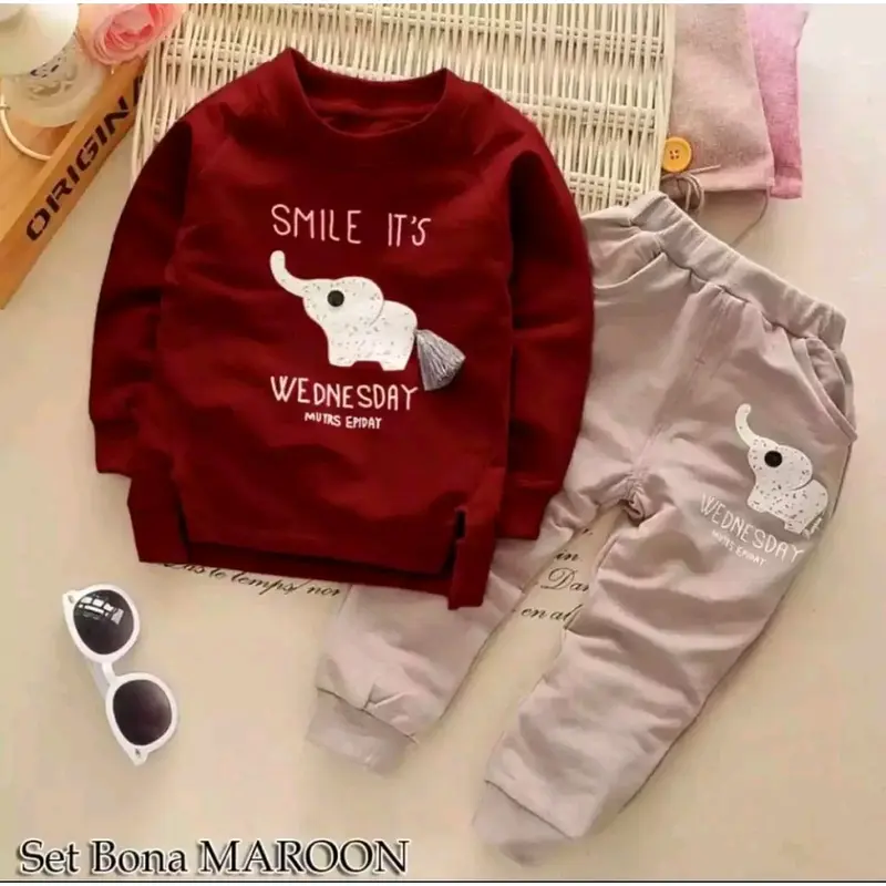 Setelan anak motif gajah setelan switer joger anak 1-6 Tahun 0