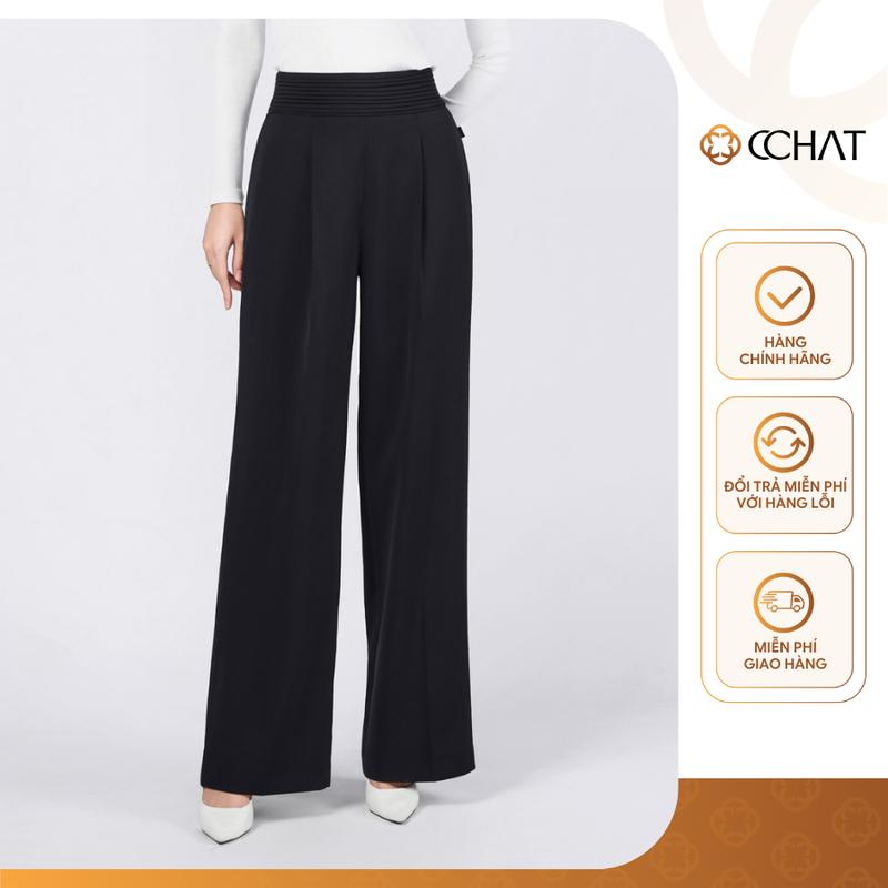  Quần Nữ CCHAT Dáng Suông Cạp To Bấu Ly Mở Khóa Lệ Hinset Chất Liệu Tuýt Si Cao Cấp 25QDS2019ST 