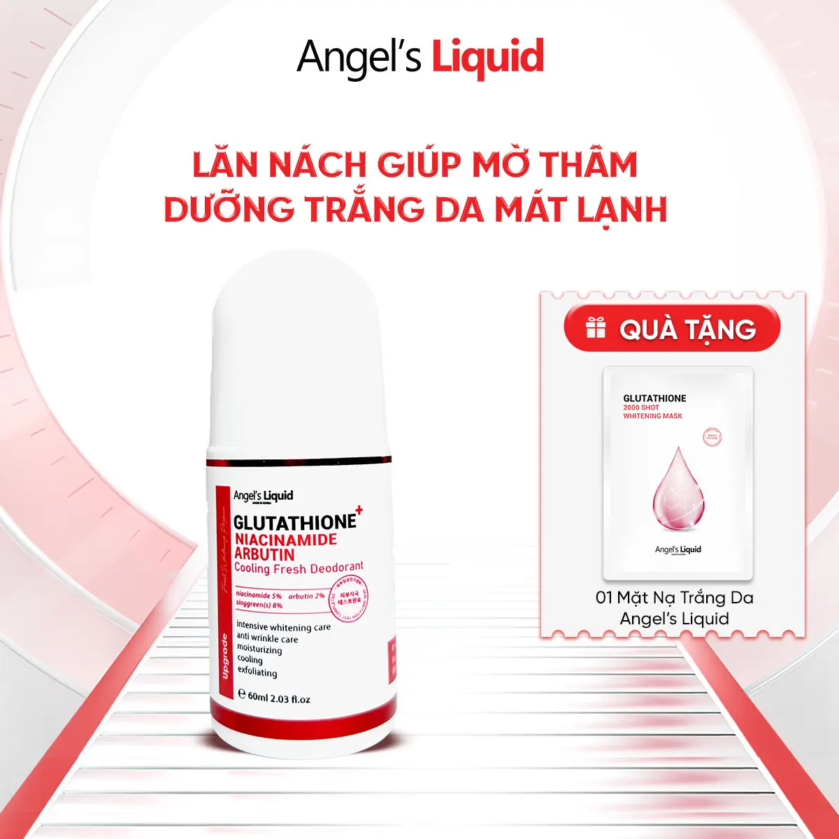 Lăn Nách Angel's Liquid Glutathione plus Niacinamide Cooling Fresh Deodorant 60ml