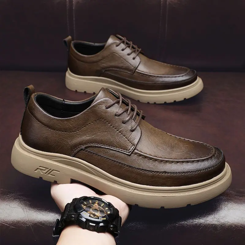New High Quality Trendy Comfortable Stylish Good Texture Casual Leather Shoes Men's Shoes Genuine Leather Soft Bottom Business Casual Leather Shoes Breathable Non-Slip Casual Shoes