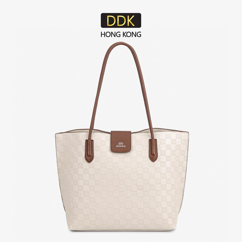 DDK D5032-Túi Xách Tote Nữ Đi Làm Da Cao Cấp Màu Trắng Kem Caro Phong Cách Hiện Đại Sang Trọng Đựng Đồ Đi Chơi Công Sở túi tote bags basic size to đẹp chính hãng làm quà tặng