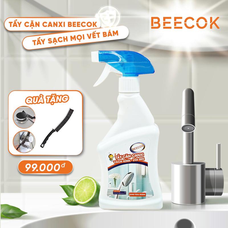 Xịt tẩy cặn canxi Beecok làm sạch nhà tắm đồ inox vách kính vòi sen