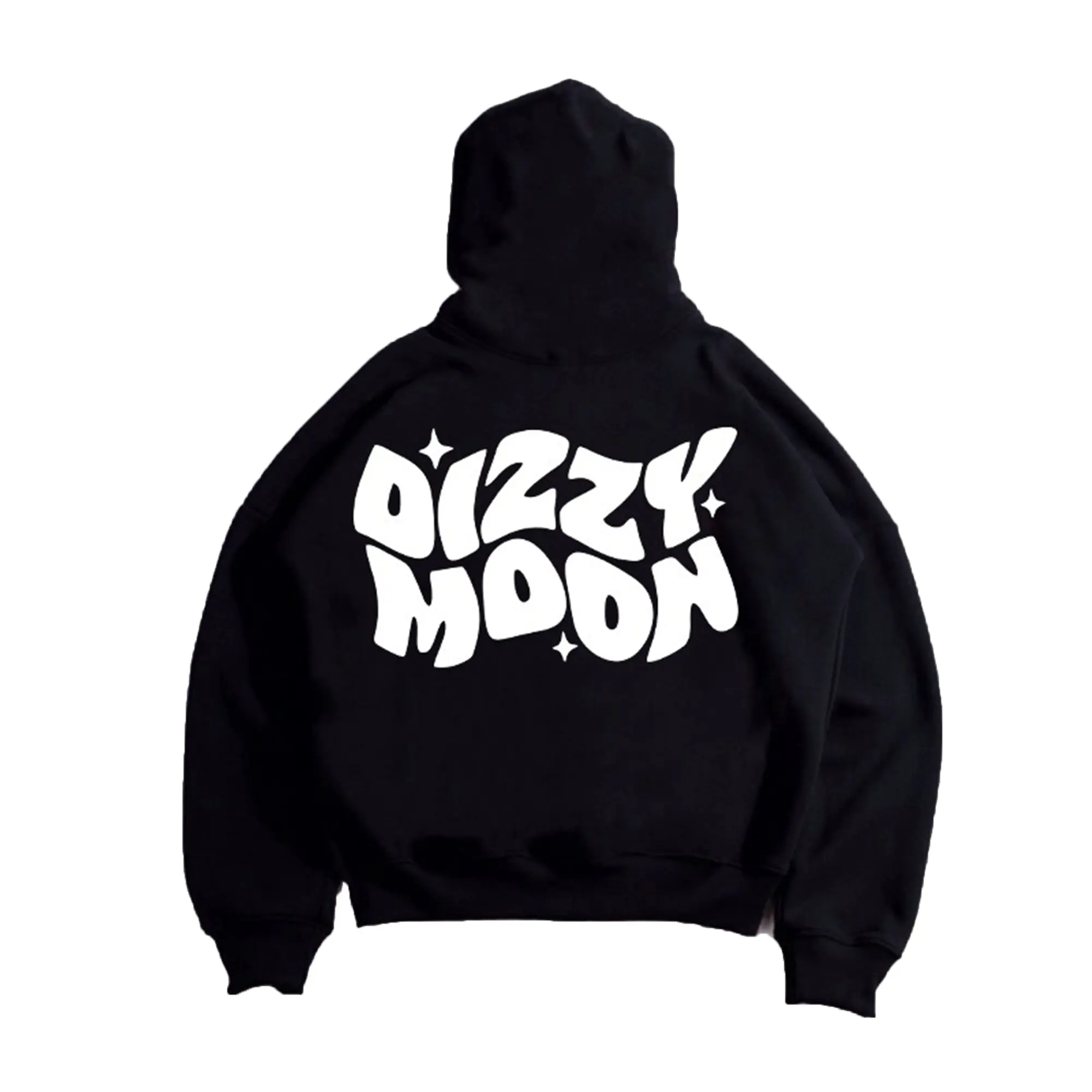 GDBNG Hoodie Boxy Oversize Dizzy Moon Star Hitam Fleece