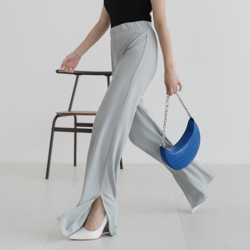 ZEE Knit Pants - Celana Knit Hornet - Cullote Pants Slit 3