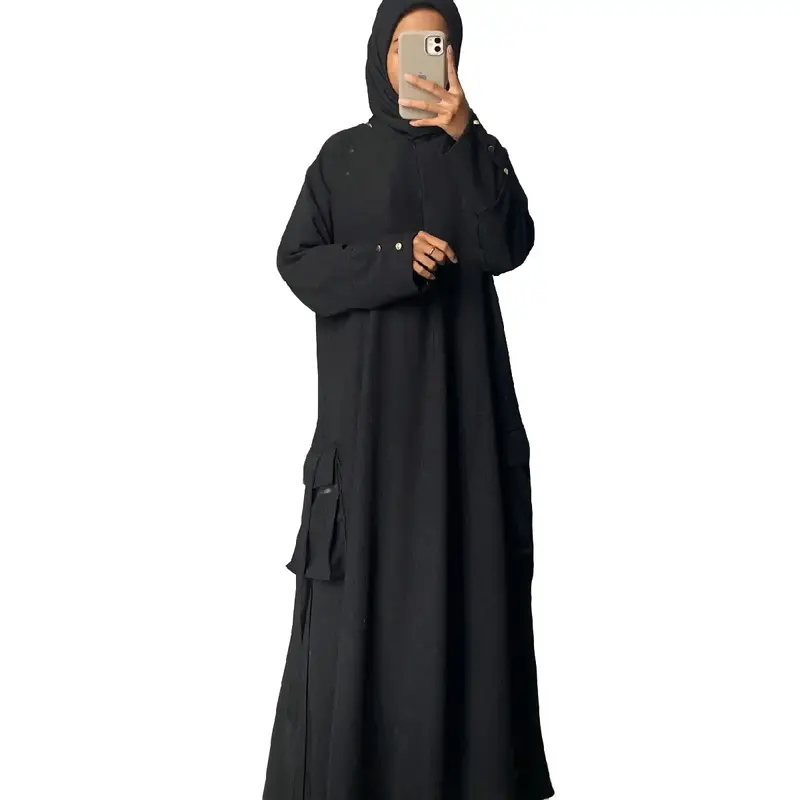 Tans Store - Gamis Cargo Gamis  Panjang Crinkle Wanita Terbaru Gamis Elegant dan Nyaman Dress Muslim Santai Simple 0
