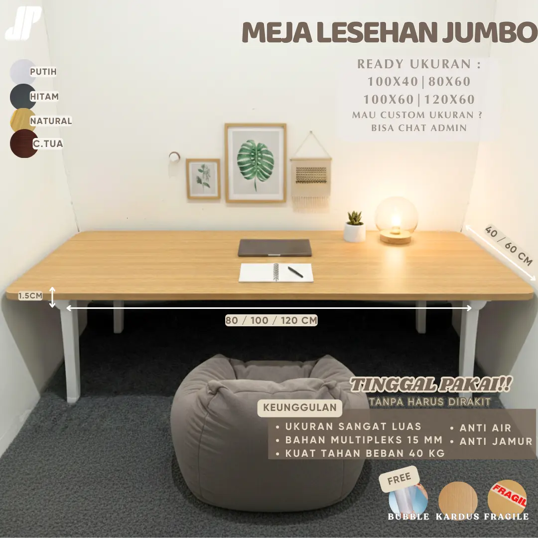 MEJA LAPTOP BESAR LESEHAN 100CMX40CM 80CMX60CM 100CMX60CM 120CMX60CM MEJA BELAJAR MEJA MAKAN MEJA ANAK