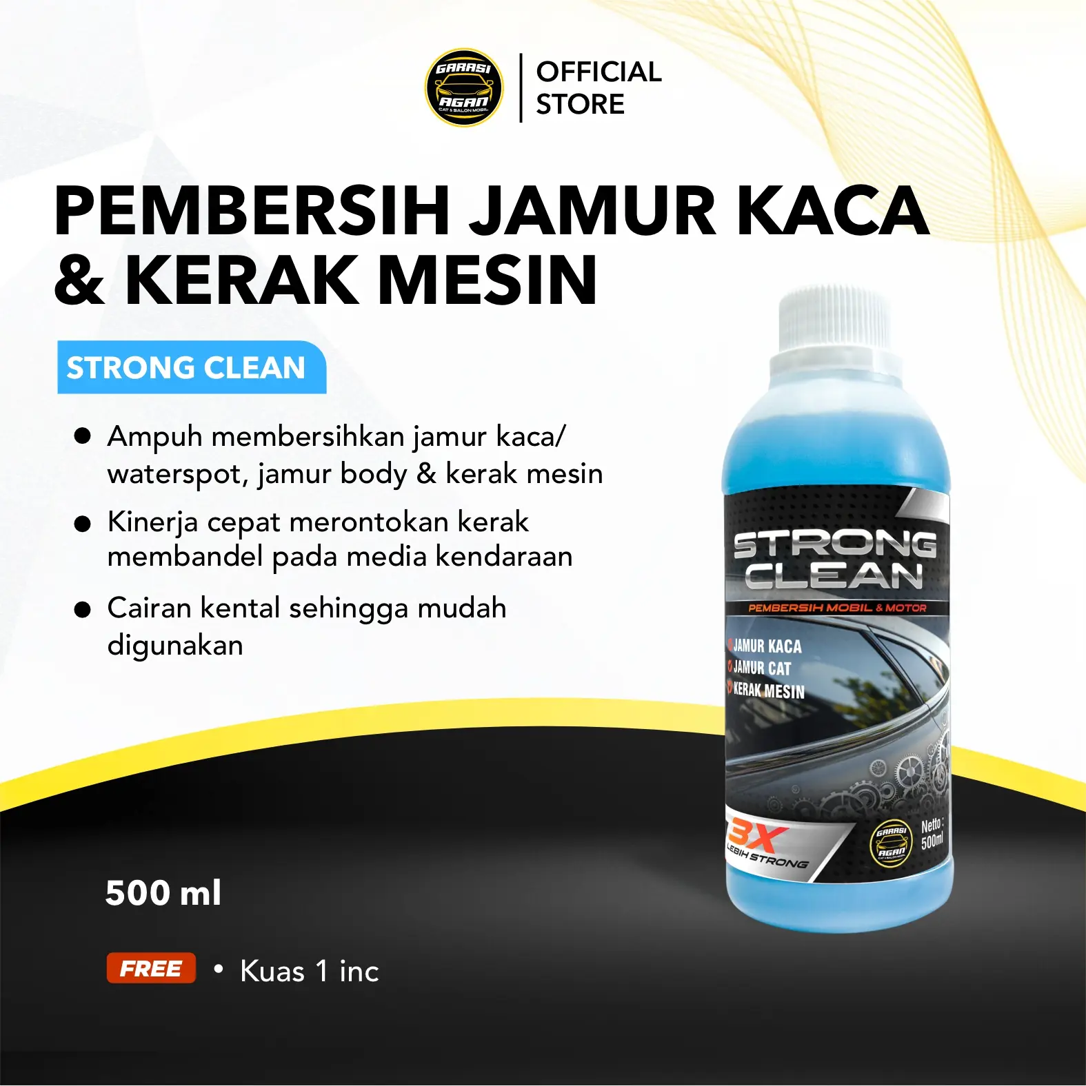GARASI AGAN Strong Clean 500ml Pembersih Jamur Kaca & Kerak Body Mobil Kerak Mesin Waterspot Remover