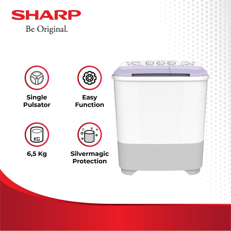 Mesin Cuci 2 Tabung 7 KG SHARP Model ES-T70MW-BL/LC/PK - Pengering - Hemat Energi Air 2