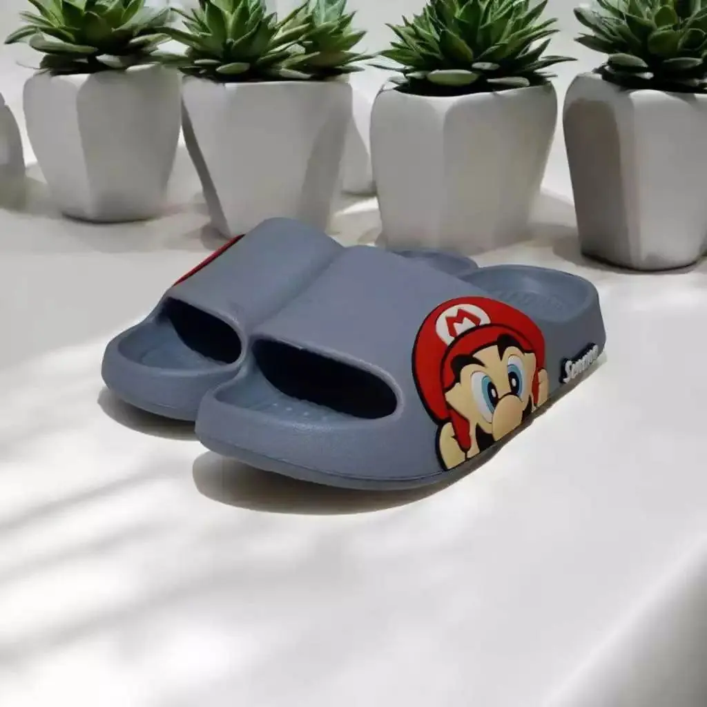 Sandal Selop Anak Laki-Laki Motif Timbul Mario Bros Sendal Slip-On trendy