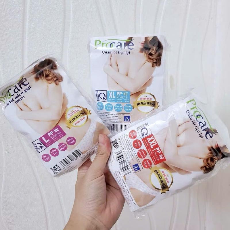 Quần Lót Giấy Nữ Procare/ Set 5 Chiếc Quần Lót Dùng 1 Lần Cho Mẹ Sau Sinh Size M-L-XL-XXl ~ 50-70kg