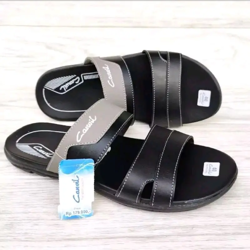 Sandal Pria Slop Pria Kulit Original 100% Sendal Casual Kekinian Laki Laki Terbaru