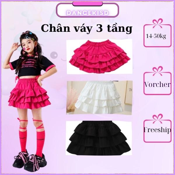 Chân váy xếp ly bé gái 3 tầng size 15-45kg với quần bên trong 0