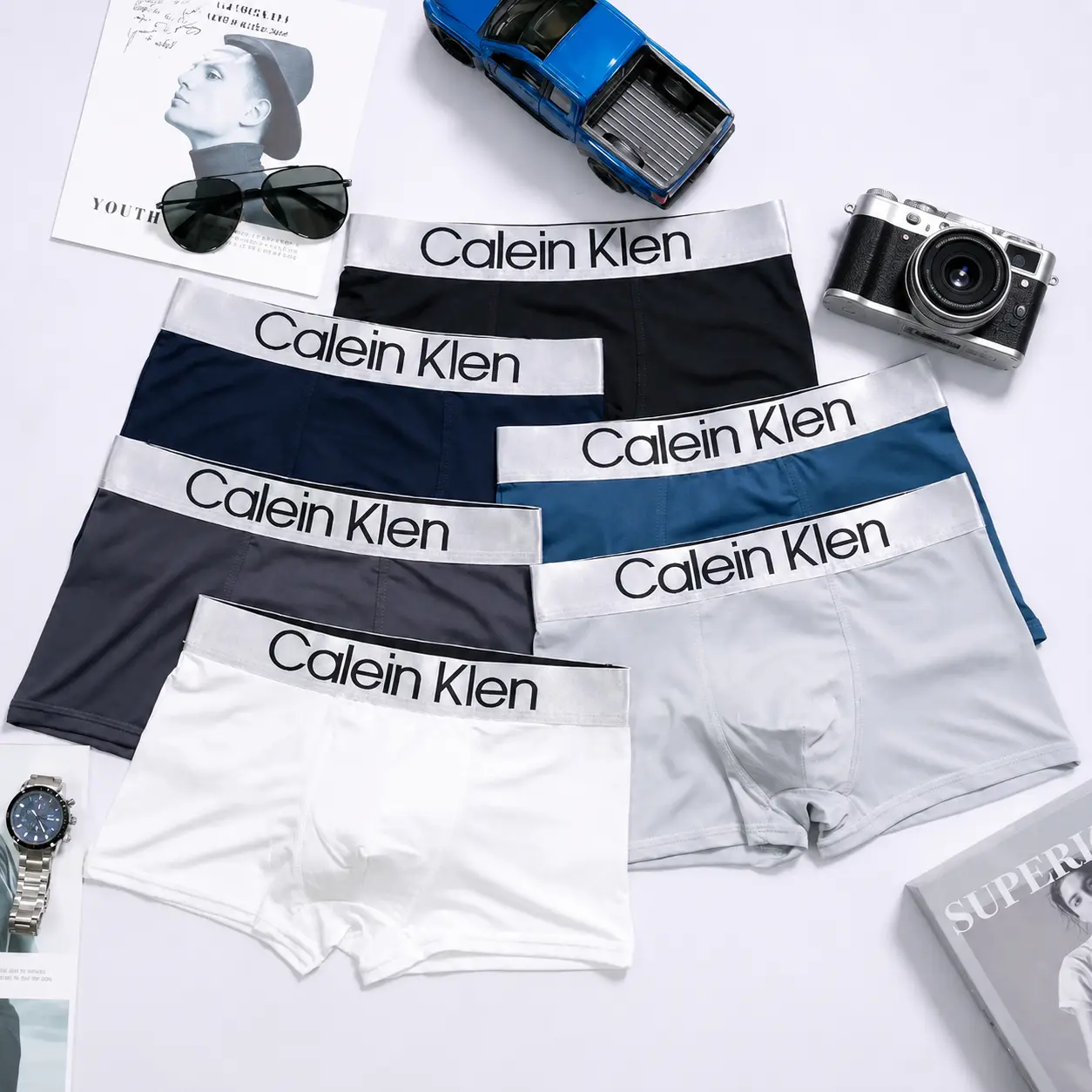 Calein Ken bản cạp 4cm combo 4,5,6 Quần Sịp đùi Boxer Nam Vải Thun Lạnh Cao Cấp 92% Polyester 8% Spandex Sang Trọng Mềm Mại Thông Hơi Thoáng Khí