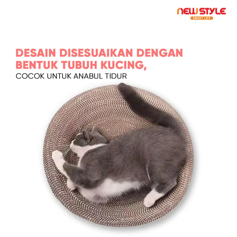 Papan Garuk Kucing Anjing Anabul Multifungsi M11 dengan Desain Bulat Cekung dan Tempat Istirahat/Tidur Kucing 6
