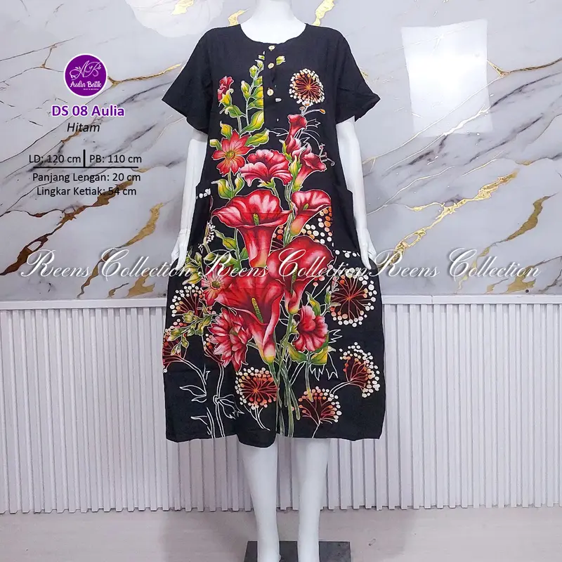 Aulia Batik Daster 08 Batik Print | Daster 3 Kancing Depan Busui 2 Saku Tangan Pendek Di Bawah Lutut daster  viral 1