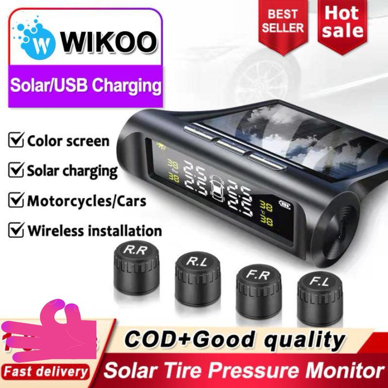 Product Introduction of Hệ thống giám sát áp suất lốp, TPMS Thông Dụng, với bảng điều khiển năng lượng mặt trời và sạc USB, xe thông minh, 4 cảm biến bên ngoài, màn hình LCD thời gian thực 2