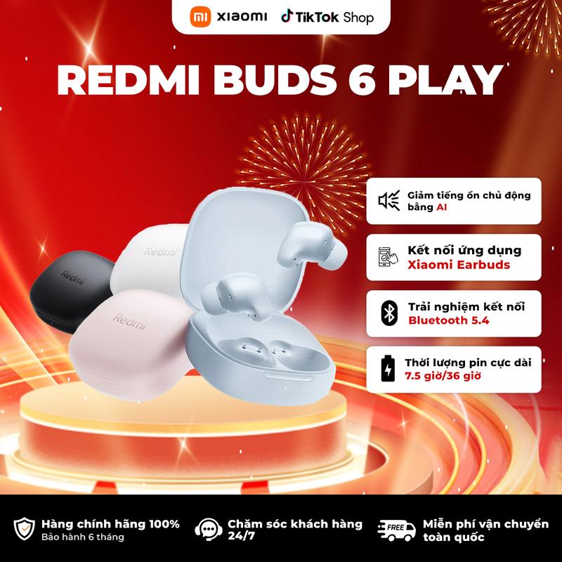 Tai Nghe Bluetooth Xiaomi Redmi Buds 6 Play Version Có Micro Giảm Tiếng ồn Nhét Tai