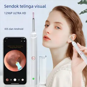 1296P Pembersih Telinga Dengan Kamera LED Waterproof Smart Visual Stick WIFI Ear Wax Removal Tool with Camera Earwax Removal Cleaning Kuping Camera Ear