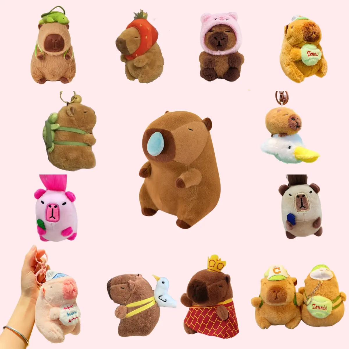 Creative Capybara Plush With Turtle Backpack Simulation Capibara Anime Fluffty Doll Cute Stuffed Animals Doll Gift Kid Toys