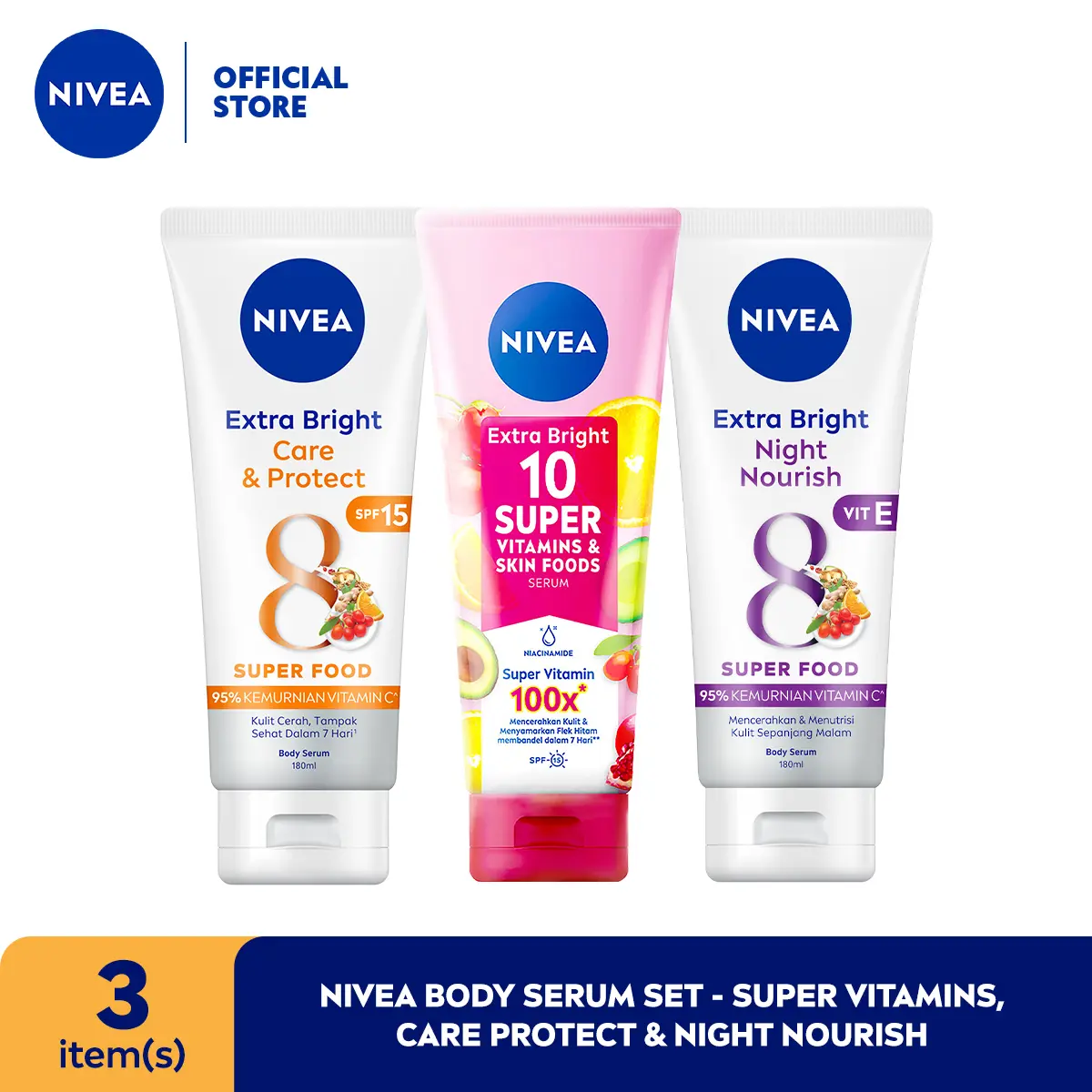 NIVEA Body Serum Bundles - Super Vitamins, Care Protect & Night Nourish