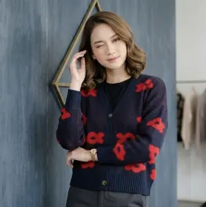 RAJUT SWEATER KARDIGAN MOTIF AWAN TEBAL