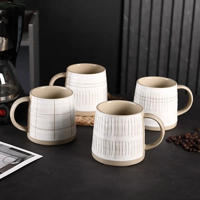 Japanese coarse pottery mug office men and women minority high appearance level cup Drinking cup couple coffee milk cup household water cup drinkware reusable washable andwear-resistant