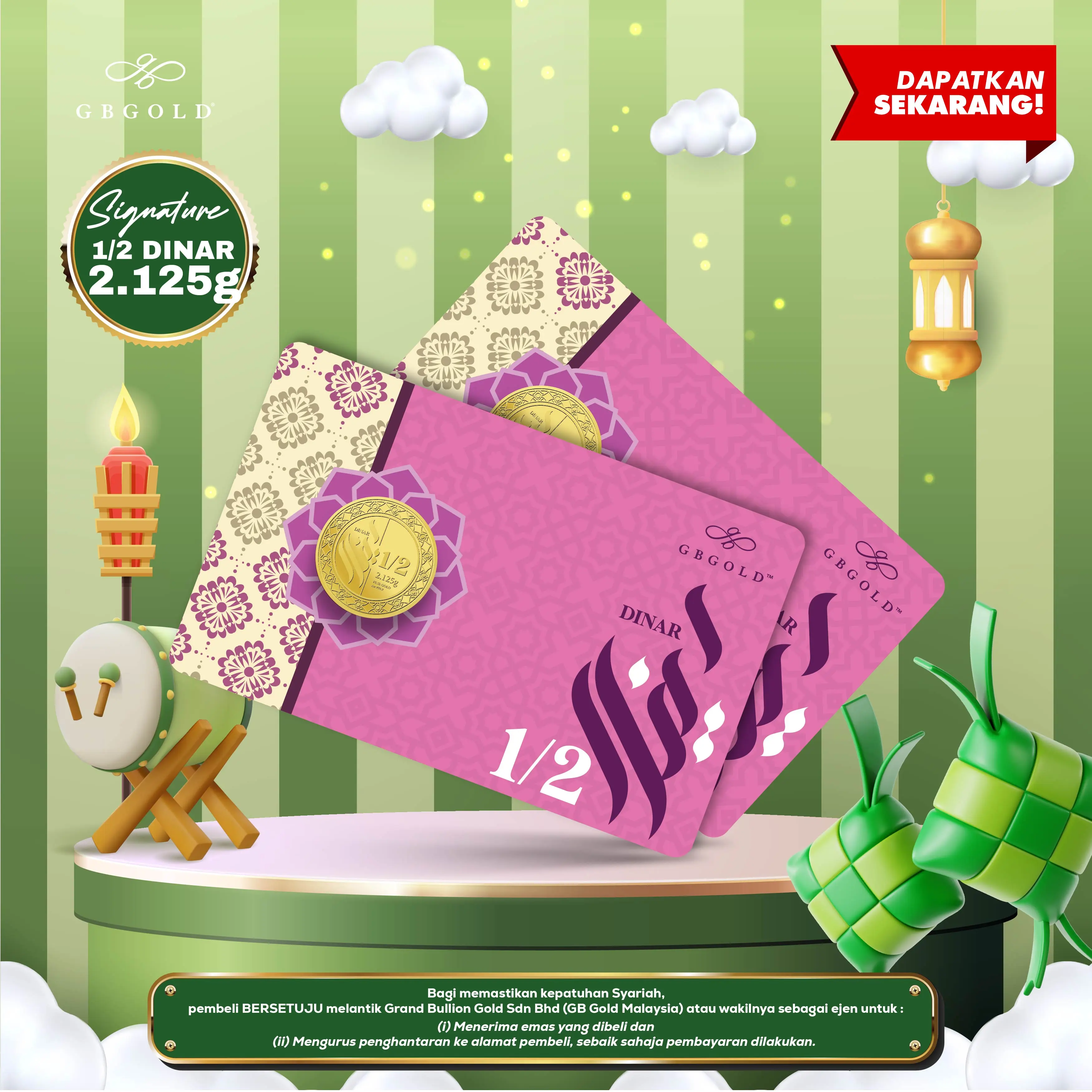 GB GOLD Signature 1/2 Dinar 2.125gm (Emas 999.9)