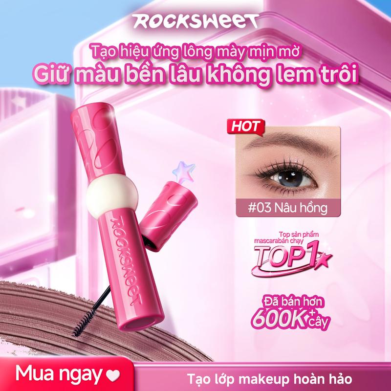 ROCKSWEET Mascara lông mày 2.0 Chất nhung lì tạo chân mày tự nhiên, không trôi không lem, chống nước mồ hôi. Một lần chải là lên màu, dễ dùng cho newbie, 6 tông màu Hàn Quốc trendy.